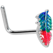 将图片加载到图库查看器,20G 1/4 Blue Green Red Feather L Shaped Nose Ring