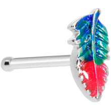Load image into Gallery viewer, 20G 5/16 Blue Green Red Feather Nose Bone
