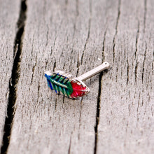 Load image into Gallery viewer, 20G 5/16 Blue Green Red Feather Nose Bone