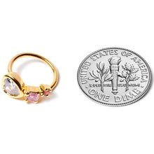 Load image into Gallery viewer, 18G 3/8 Clear Pink Red CZ Gem Gold Tone Heart Nose Hoop