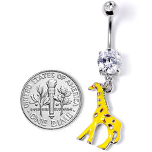 将图片加载到图库查看器,Clear Gem Yellow Brown Giraffe Dangle Belly Ring
