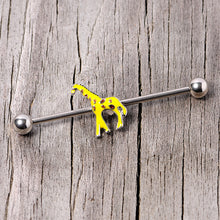 Load image into Gallery viewer, 14G Yellow Brown Giraffe Industrial Barbell 38mm