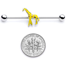 Load image into Gallery viewer, 14G Yellow Brown Giraffe Industrial Barbell 38mm