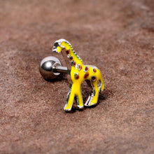 Load image into Gallery viewer, 16G 1/4 Brown Yellow Giraffe Cartilage Tragus Earring