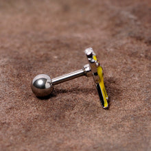 Load image into Gallery viewer, 16G 1/4 Brown Yellow Giraffe Cartilage Tragus Earring