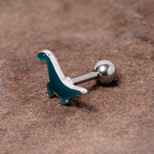 Load image into Gallery viewer, 16G 1/4 Darling Green Dinosaur Cartilage Tragus Earring