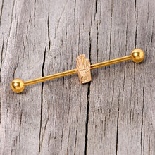 Load image into Gallery viewer, 14G Gold Tone Fast Food French Fries Industrial Barbell 38mm