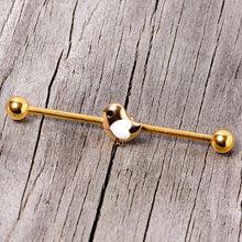 Load image into Gallery viewer, 14G Black Gem Gold Tone Baby Bird Industrial Barbell 38mm
