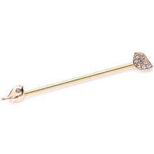 Load image into Gallery viewer, 14G Clear Gem Gold Tone Little Birds Industrial Barbell 38mm