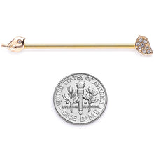 Load image into Gallery viewer, 14G Clear Gem Gold Tone Little Birds Industrial Barbell 38mm