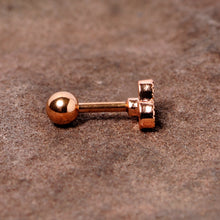 Load image into Gallery viewer, 16G 1/4 Rose Gold Tone Black Heart Cartilage Tragus Earring