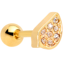 Load image into Gallery viewer, 16G 1/4 Clear CZ Gem Gold Tone Swirl Cartilage Tragus Earring