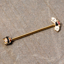 将图片加载到图库查看器,14G Clear Black Yellow Gem Gold Tone Bee Industrial Barbell 38mm