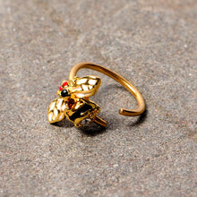 Load image into Gallery viewer, 20G 5/16 Clear Yellow Gem Gold Tone Bee Nose Hoop