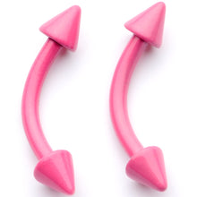 将图片加载到图库查看器,16G 5/16 Pink Glow in the Dark Cone End Curved Barbell Set of 2