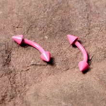 将图片加载到图库查看器,16G 5/16 Pink Glow in the Dark Cone End Curved Barbell Set of 2