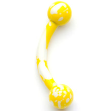 Load image into Gallery viewer, 16G 5/16 Yellow White Glow in the Dark Curved Eyebrow Ring