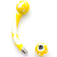 Load image into Gallery viewer, 16G 5/16 Yellow White Glow in the Dark Curved Eyebrow Ring