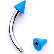 Load image into Gallery viewer, 16G 5/16 Blue Cone End Curved Eyebrow Ring