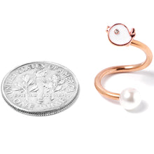 Load image into Gallery viewer, 14G 3/8 Clear Gem Rose Gold Tone Bird Spiral Twister Belly Ring