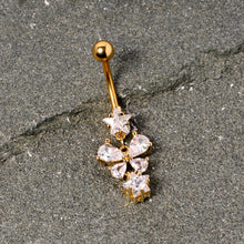 将图片加载到图库查看器,Clear Gem Gold Tone Star and Bow Dangle Belly Ring
