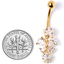 将图片加载到图库查看器,Clear Gem Gold Tone Star and Bow Dangle Belly Ring