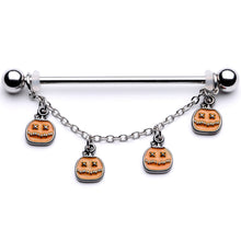将图片加载到图库查看器,14G Pumpkin Patch Halloween Chain Dangle Industrial Barbell 38mm