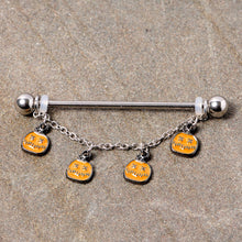 将图片加载到图库查看器,14G Pumpkin Patch Halloween Chain Dangle Industrial Barbell 38mm