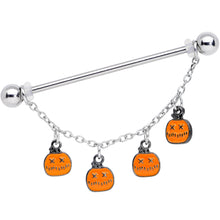 将图片加载到图库查看器,14G Pumpkin Patch Halloween Chain Dangle Industrial Barbell 38mm