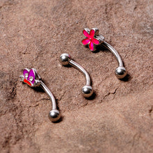 Load image into Gallery viewer, 16G 5/16 Clear Gem Purple Butterfly Curved Eyebrow Ring Set of 3
