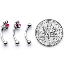 Load image into Gallery viewer, 16G 5/16 Clear Gem Purple Butterfly Curved Eyebrow Ring Set of 3
