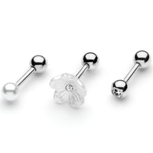 Load image into Gallery viewer, 16G 1/4 Clear Gem Flower Cartilage Tragus Set of 3