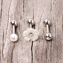 Load image into Gallery viewer, 16G 1/4 Clear Gem Flower Cartilage Tragus Set of 3
