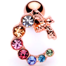 Load image into Gallery viewer, 16G 1/4 Multicolor Gem Rose Gold Tone Bee Cartilage Tragus Earring