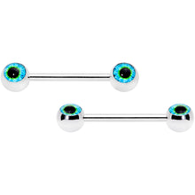 Load image into Gallery viewer, 14G 5/8 Haunting Human Blue Eyeball Halloween Nipple Ring Set