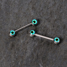 Load image into Gallery viewer, 14G 5/8 Haunting Human Blue Eyeball Halloween Nipple Ring Set