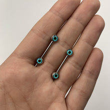 Load image into Gallery viewer, 14G 5/8 Haunting Human Blue Eyeball Halloween Nipple Ring Set