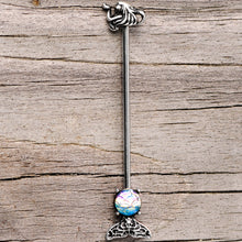 Load image into Gallery viewer, 14G Blue Mermaid Scale Tail Industrial Barbell 38mm