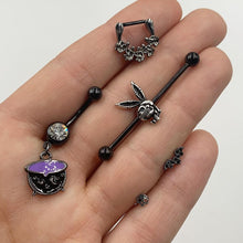 将图片加载到图库查看器,14G Licensed Playboy Bunny Skeleton Industrial Barbell 38mm