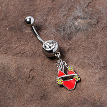 将图片加载到图库查看器,Clear Gem Red Itty Bitty Bikini Dangle Belly Ring
