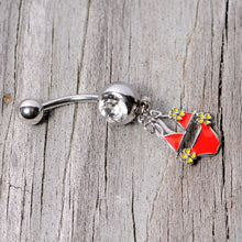 将图片加载到图库查看器,Clear Gem Red Itty Bitty Bikini Dangle Belly Ring
