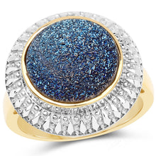 Load image into Gallery viewer, 4.90 Carat Genuine Cobalt Blue Drusy .925 Sterling Silver Ring