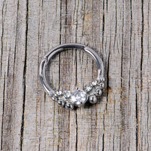 Load image into Gallery viewer, 16G 3/8 Clear CZ Gem Classy Circles Hinged Segment Ring