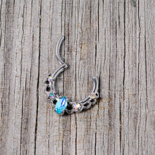 Load image into Gallery viewer, 16G 3/8 Aurora Aqua CZ Gem Lacy Septum Clicker