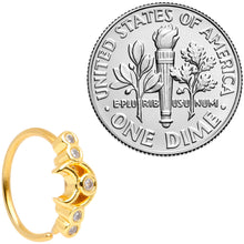 Load image into Gallery viewer, 20G 5/16 Clear CZ Gem Gold Tone Crescent Moon Nose Hoop