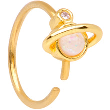 Load image into Gallery viewer, 20G 5/16 Clear Gem White Faux Opal Gold Tone Planet Nose Hoop