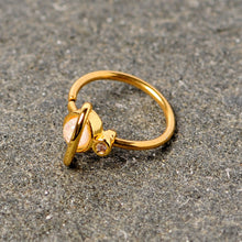Load image into Gallery viewer, 20G 5/16 Clear Gem White Faux Opal Gold Tone Planet Nose Hoop