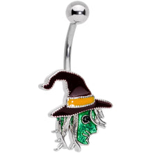 Load image into Gallery viewer, Ghastly Green Woods Witch Halloween Belly Ring