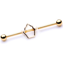 Load image into Gallery viewer, 14G Gold Tone Hollow Cupcake Industrial Barbell 38mm