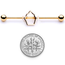Load image into Gallery viewer, 14G Gold Tone Hollow Cupcake Industrial Barbell 38mm